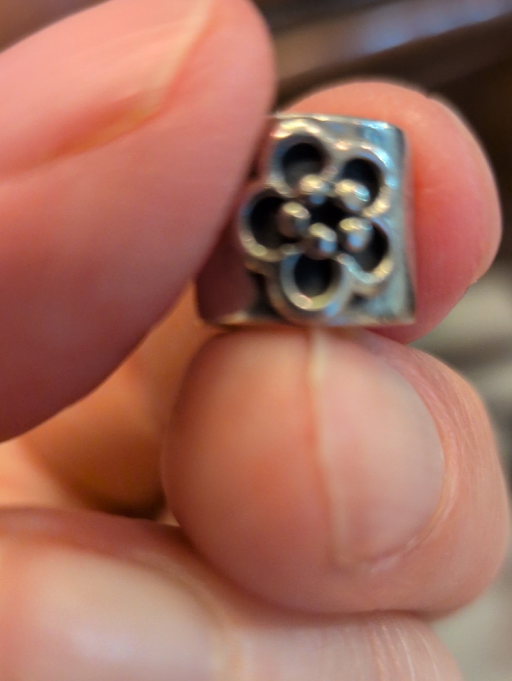 Sterling Silver Pandora Floral Square Charm